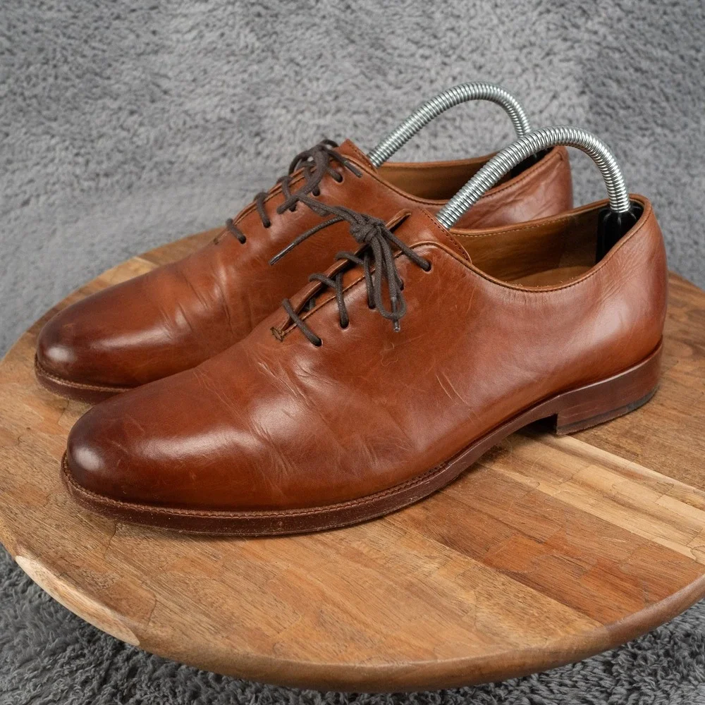 Mens 7.5 D Wide Cole Haan Gramercy Wholecut British Tan Leather Oxfords C29560